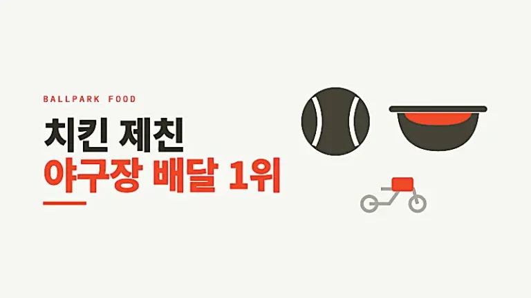 야구공과 물회 그릇, 배달 오토바이 아이콘으로 치킨을 제친 야구장 배달 음식 1위 트렌드를 표현한 그래픽