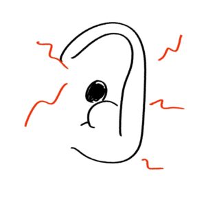 직접 그린 귓바퀴 동증과 귀의 모양