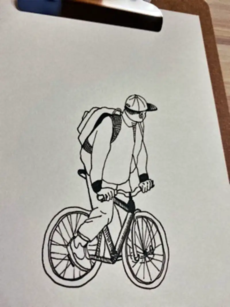 직접 그린 자전거 타는 남성