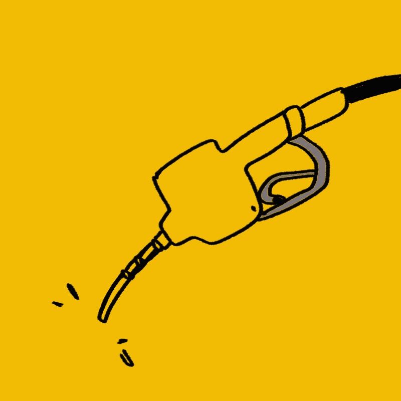 기름값 인상에 대한 글의 내용을 알려주기 위한 주유소 기름 넣는 기계를 그린 woolim의 일러스트