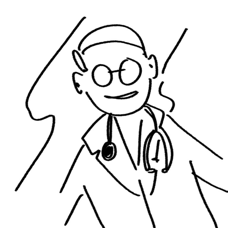 의료 진단 공백의 실태를 알리기 위해 그린 의사의 모습. woolim의 일러스트