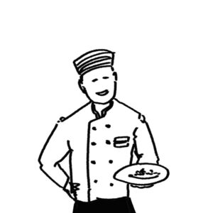 셰프가 선보이는 요리를 보여주는 woolim의 일러스트