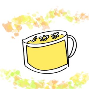 카페인이 없어보이는 따뜻한 차가 들어간 컵의 모습. woolim의 일러스트